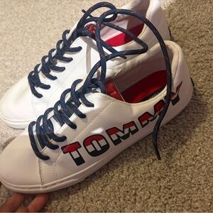 Tommy Hilfiger White Sneakers with Blue and Red Accents